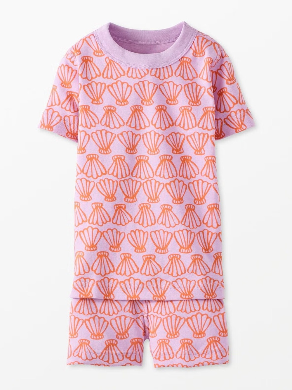 HannaJams Pajama Set, Sunset Reef Simple Seashells on Tea Rose - NWOT